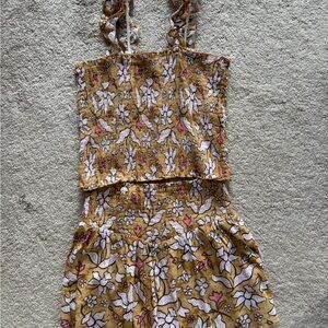 Aerie Floral Smocked Top and Shorts Matching Set